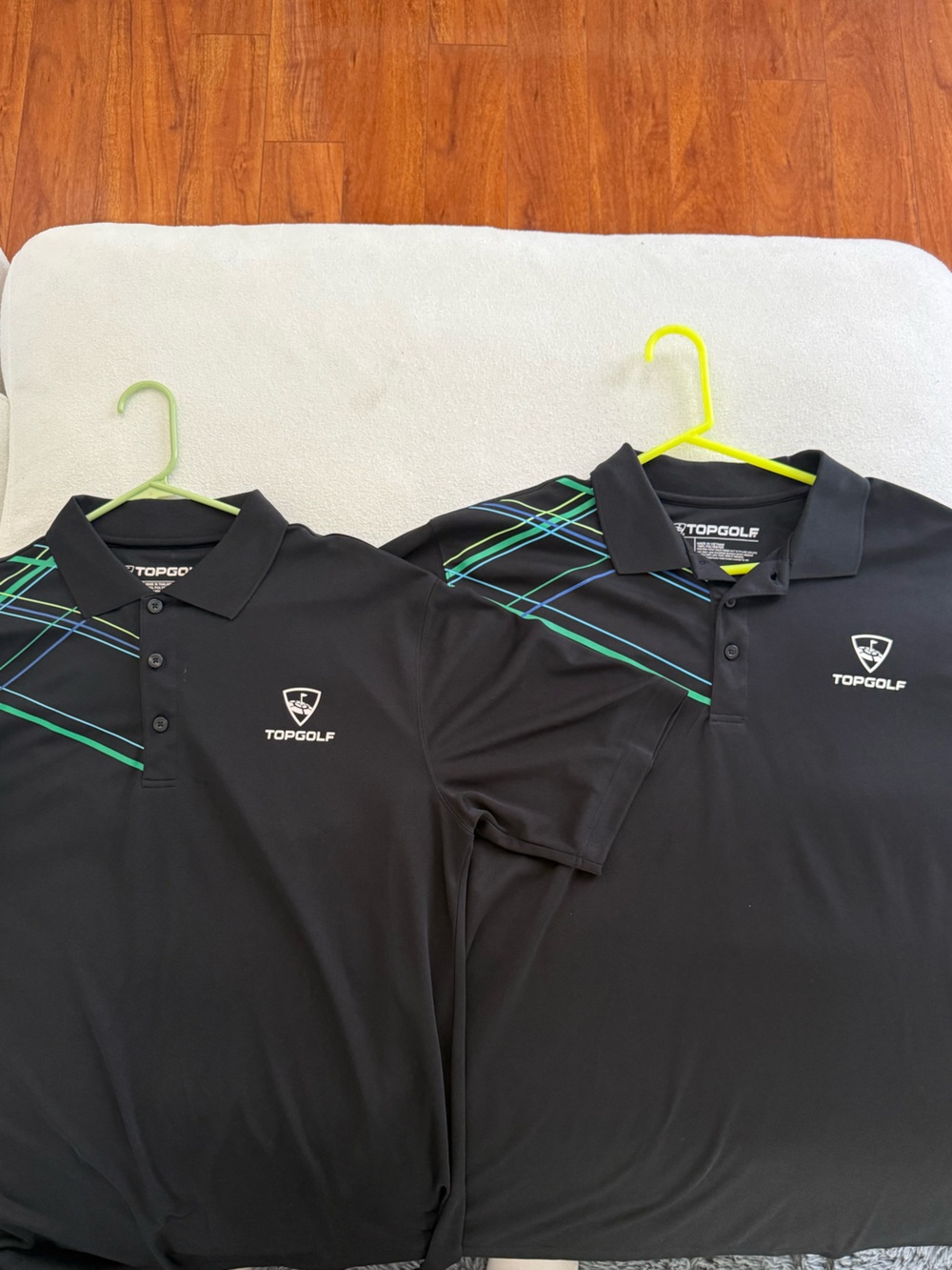 Pack of 2 - Topgolf Black Golf Polo with Blue & Green Stripe Detail